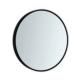 Round mirror with black metal frame, modern wall mirror for living room and bathroom.
