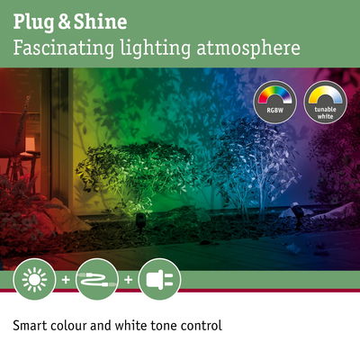 RGBW garden lights with tunable white for smart colour and white tone control outdoors