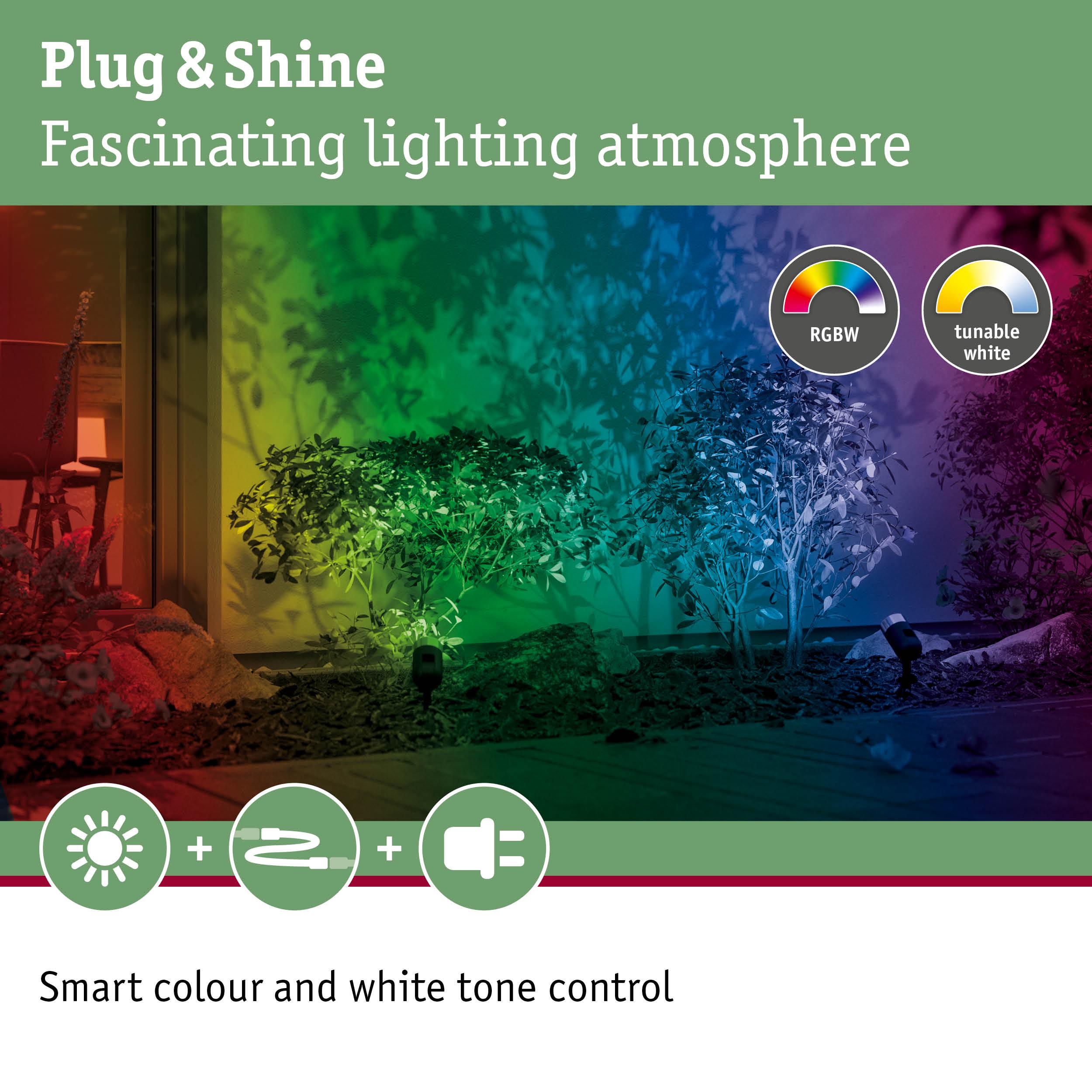 RGBW garden lights with tunable white for smart colour and white tone control outdoors