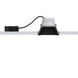 White square recessed downlight with black reflector and cable for modern LED ceiling lighting solution