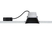 Weißer eckiger Einbau-Downlight mit schwarzem Reflektor und Anschlusskabel für moderne LED-Deckenbeleuchtung
