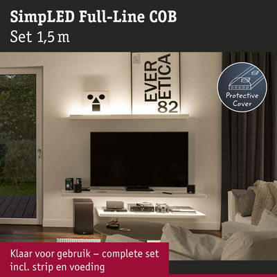 1,5 m LED-strip met beschermhoes, warm wit licht, geschikt voor woonkamer- en tv-meubelverlichting.