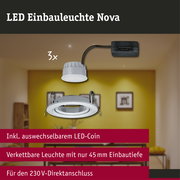 LED Einbauleuchte 3-Step-Dim Nova Coin 3-Step-Dim Basisset schwenkbar rund 84mm 50° Coin 3x6W 3x470lm 230V dimmbar 2700K Alu gedreht