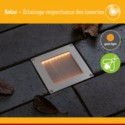 Solar Encastré de sol LED Sorea Capteur crépusculaire IP67 carré 100x100mm 2200K 0,1W 5lm 3,7V Acier brossé ABS/Polycarbonate/Acier inoxydable