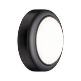 Ronde LED-wandlamp met zwarte behuizing en witte diffuser voor moderne binnenverlichting