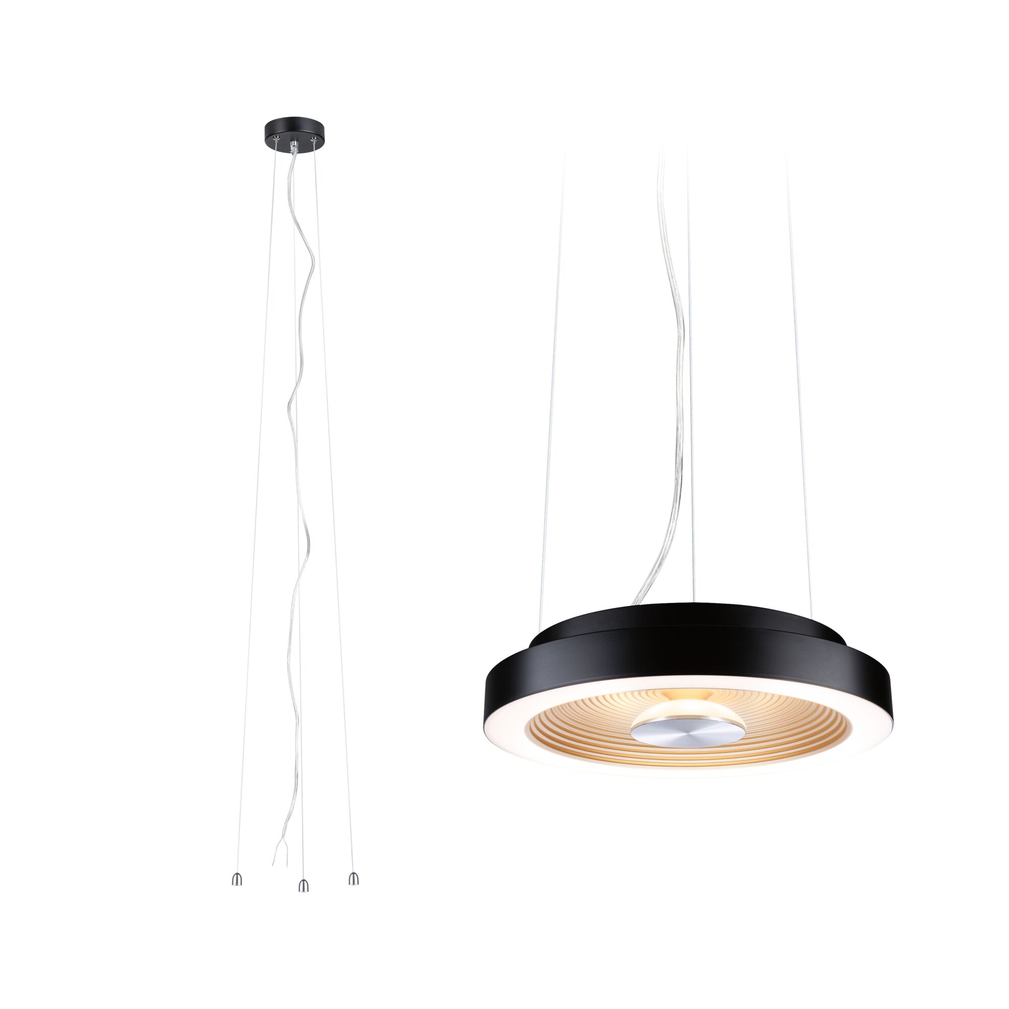 LED Ceiling luminaire Volea 3000K 950lm / 0lm 230V 3,5W / 13W dimmable Black/Gold/Silver Black round LED pendant light with warm white illumination for contemporary living spaces