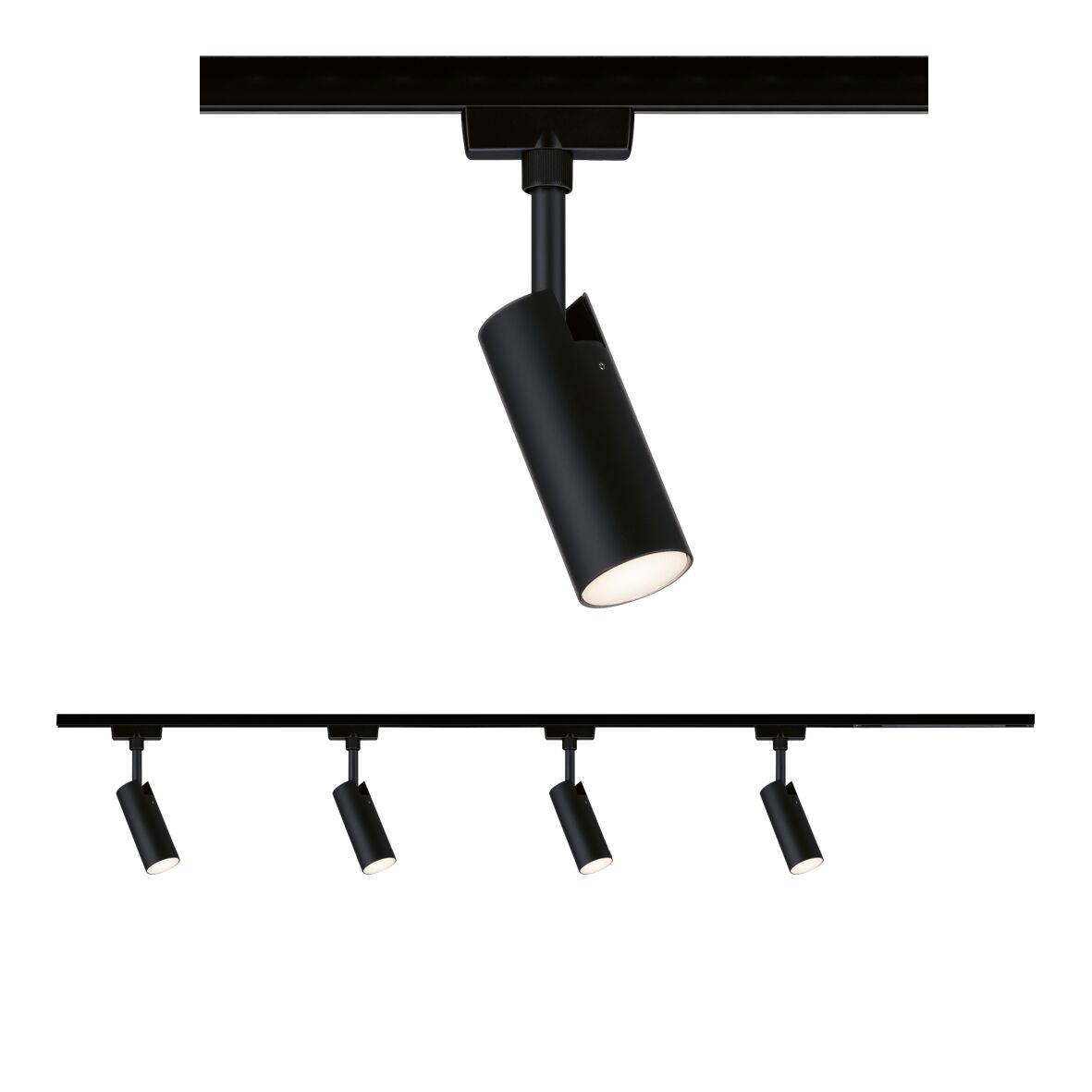 URail Schienenspot Tubo Starterset 4x250lm 4x4,5W 3000K 230V Schwarz matt