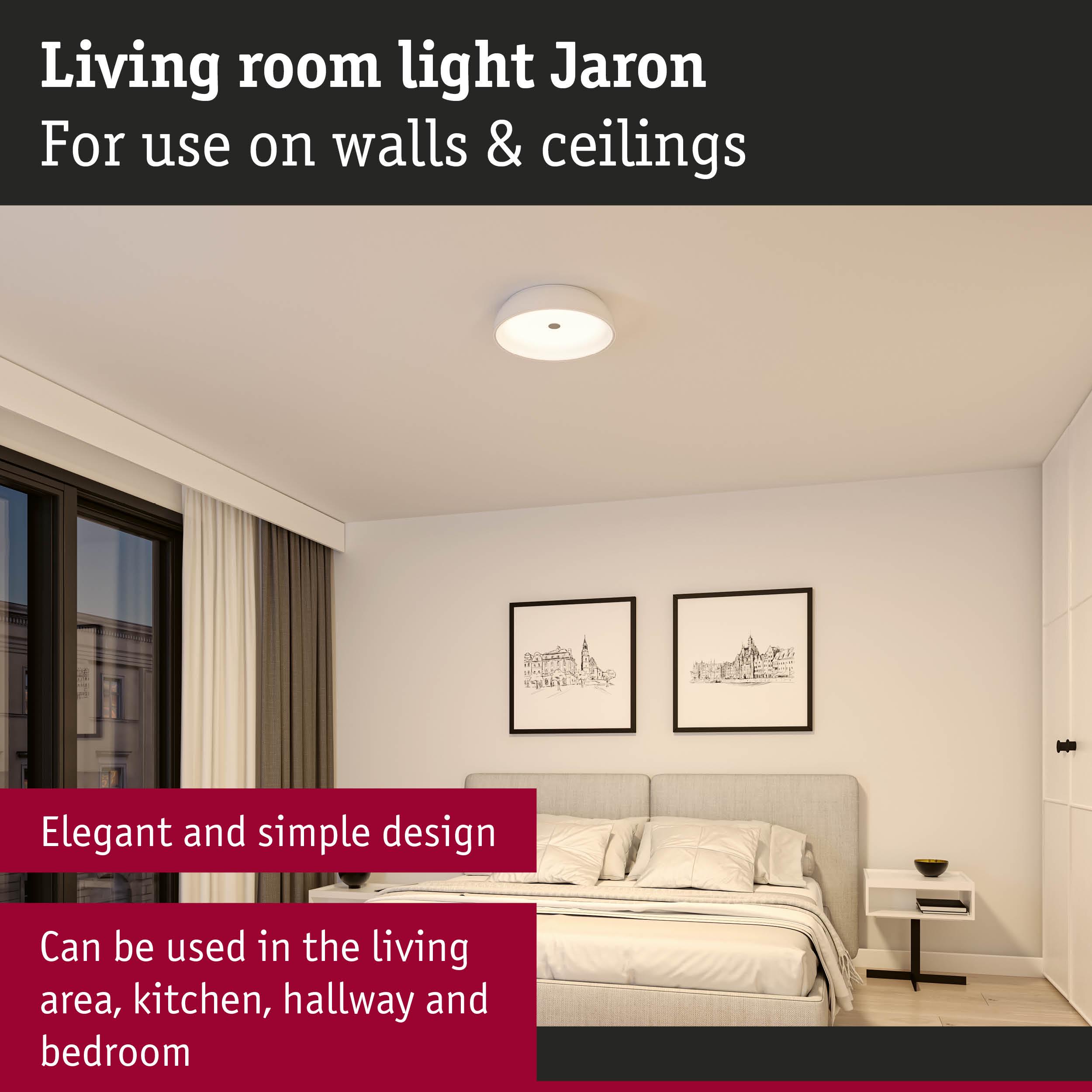 Round white ceiling light Jaron with simple design for living room, kitchen, hallway and bedroom