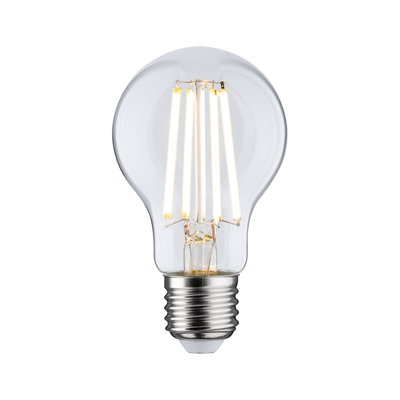 Classic LED light bulb with clear glass and silver base for energy-efficient lighting solutions