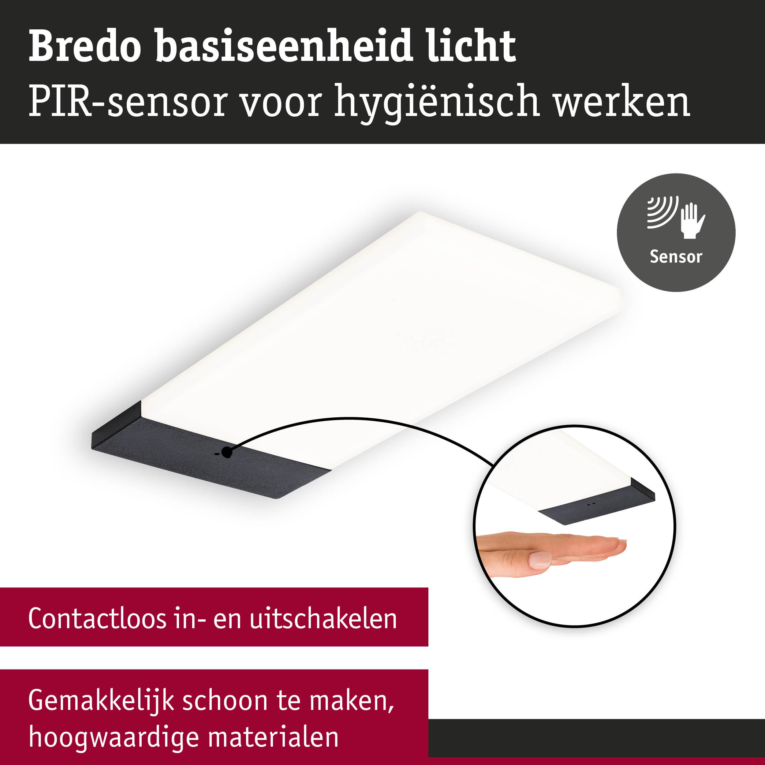 Bredo LED-plafondlamp met PIR-sensor in wit en zwart voor contactloze bediening