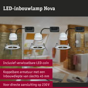 Witte LED-inbouwlamp Nova met verwisselbare LED-coin en inbouwdiepte van 45 mm