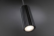 Suspension en aluminium noir à design nervuré avec lumière LED blanc chaud pour intérieur moderne