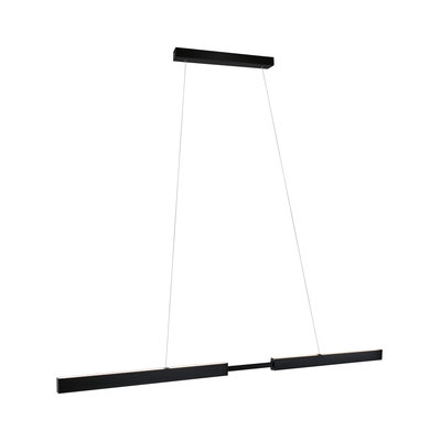 Suspension LED noire en métal moderne avec deux barres longues pour espaces de vie élégants