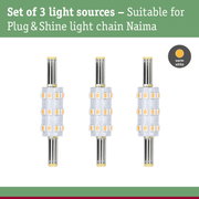 Set of 3 warm white LED light sources for Plug & Shine Naima light chain in white and silver