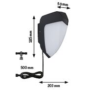 Schwarze LED-Wandleuchte mit weißem Diffusor, 165 mm hoch, 50 mm tief, mit 500 mm Kabel für Innenbeleuchtung