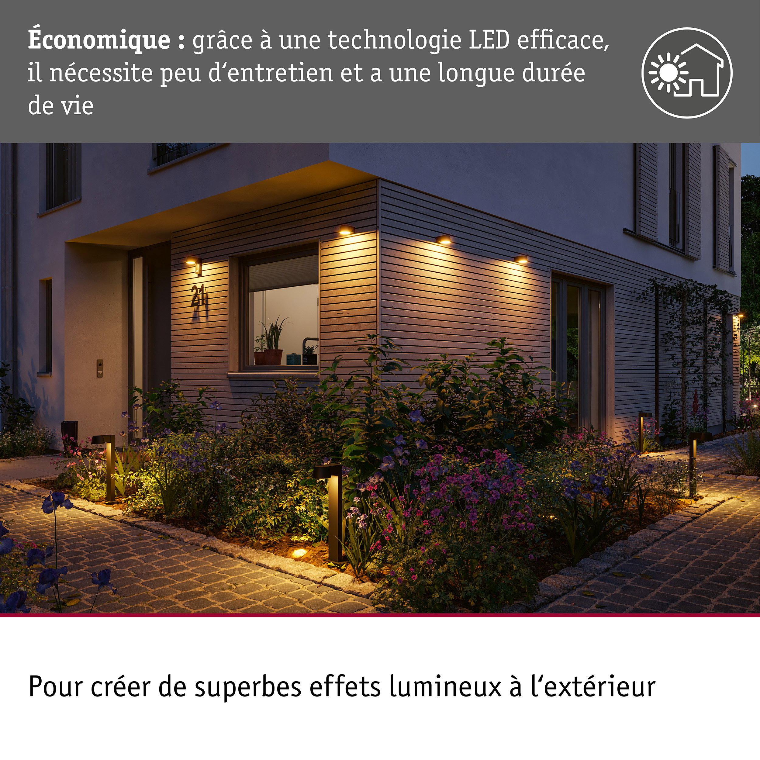 Borne lumineuse LED Capea favorable aux insectes IP44 500mm 2200K 6W 450lm 230V 98° Anthracite Aluminium