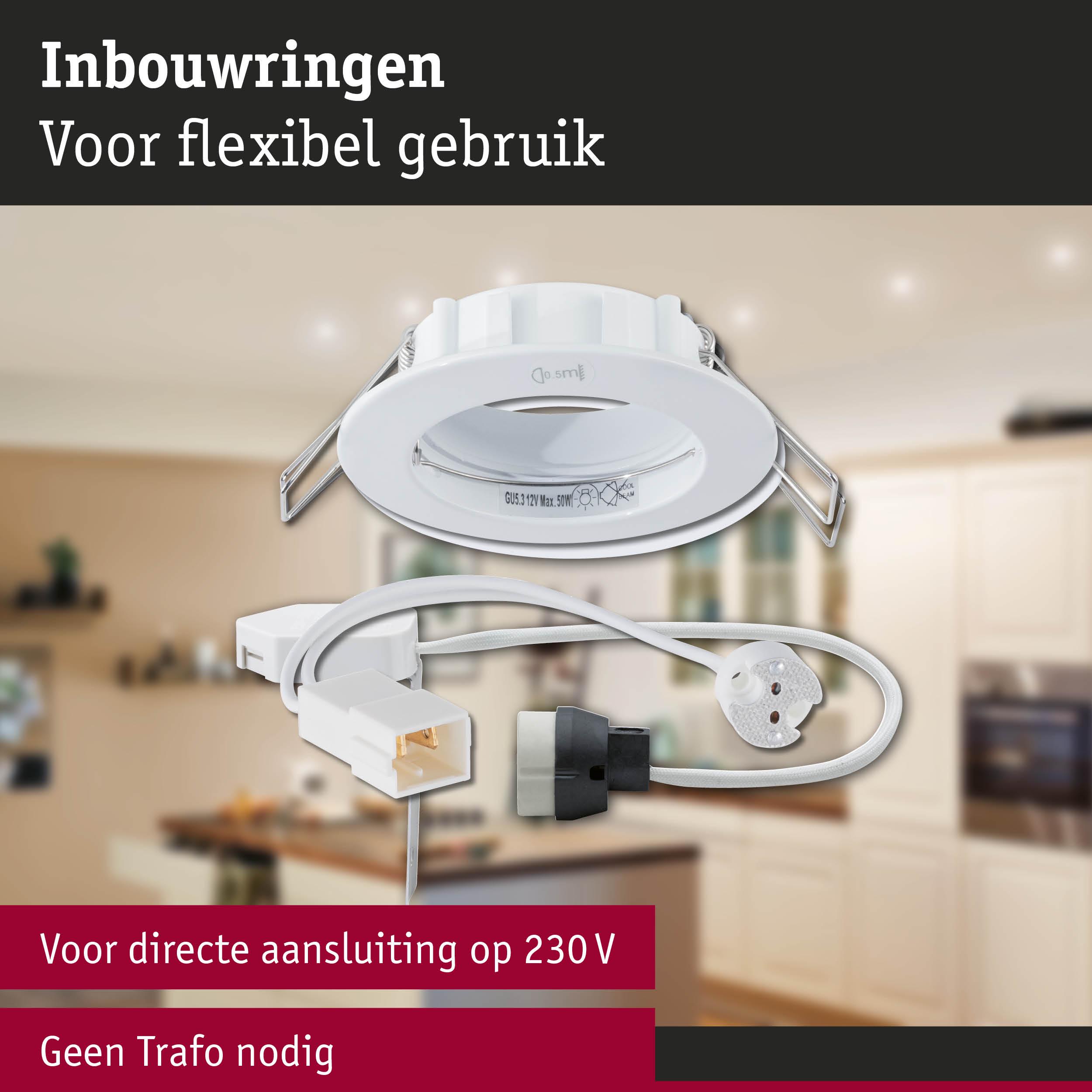 Premium LED-inbouwlamp IP44 rond 79mm GU10 max. 50W 230V dimbaar Wit