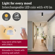 Black LED ceiling light with cosy warm white 2700K and 3-step dimmable function via wall switch