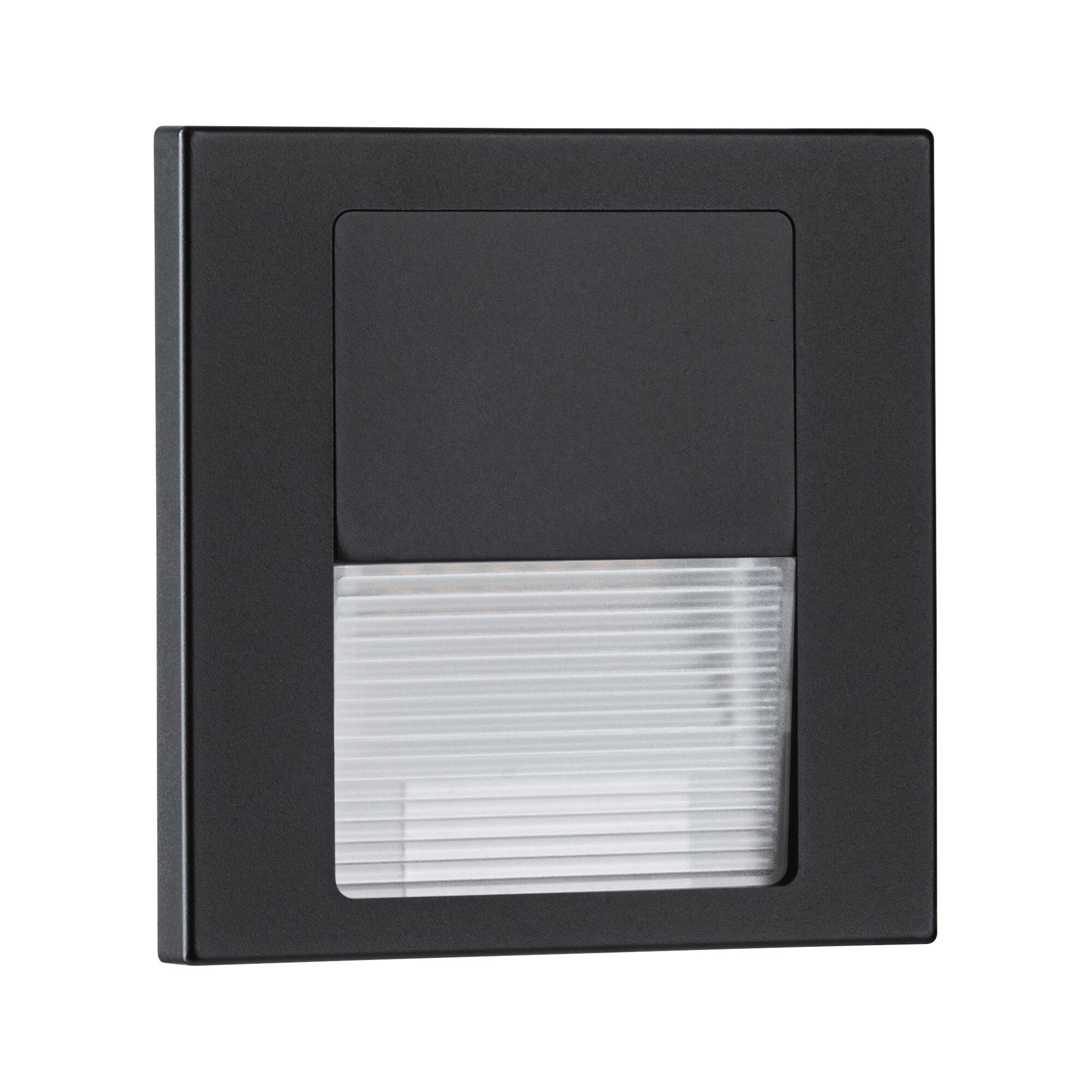 Schwarze LED-Wandlampe mit transparentem, geriffelten Kunststoffdiffusor für moderne Innenbeleuchtung