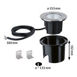Stainless steel and plastic ground spotlight with 300 mm cable for outdoor lighting and garden illumination