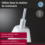 Câble blanc IP44 pour luminaire, suspension réglable, couleurs RAL personnalisables, lampe suspendue