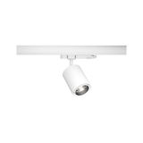 White metal LED spotlight on track system for flexible room lighting