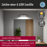 Lèche-mur LED Lucille blanc chaud avec variateur 3 niveaux pour éclairage d'ambiance salle de bain