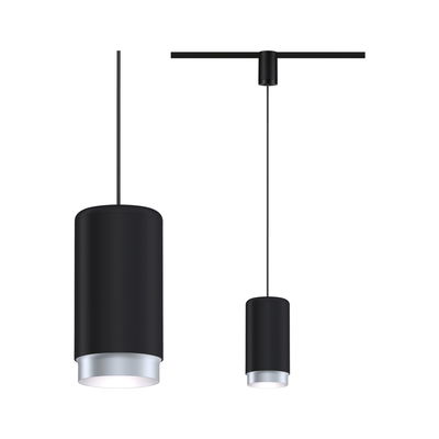 Zwarte metalen hanglamp met zilveren rand, moderne LED-hanglamp voor woonruimtes