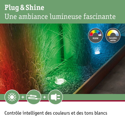 Spots LED encastrés extérieurs RGBW avec blanc réglable pour éclairage de jardin intelligent