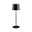 Battery-powered luminaire Gilo IP44 dimmable 2700K Black matt Black metal table lamp with round base and cylindrical shade for modern indoor lighting
