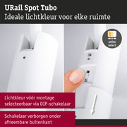 Witte URail Spot Tubo spot met instelbare DIP-schakelaar voor lichtkleur en verborgen schakelaar