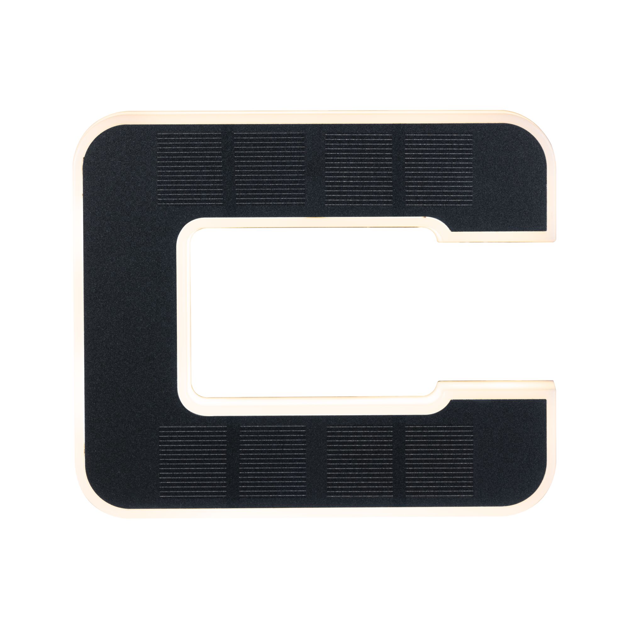 Black LED corner panel with white plastic frame for modern room lighting solutions