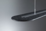 Modern pendant light with black felt and silver metal strip for stylish room lighting