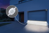 White LED motion sensor for garage lighting with automatic light control in low light conditions