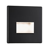 Black metal LED wall light with rectangular light opening for modern indoor lighting solutions