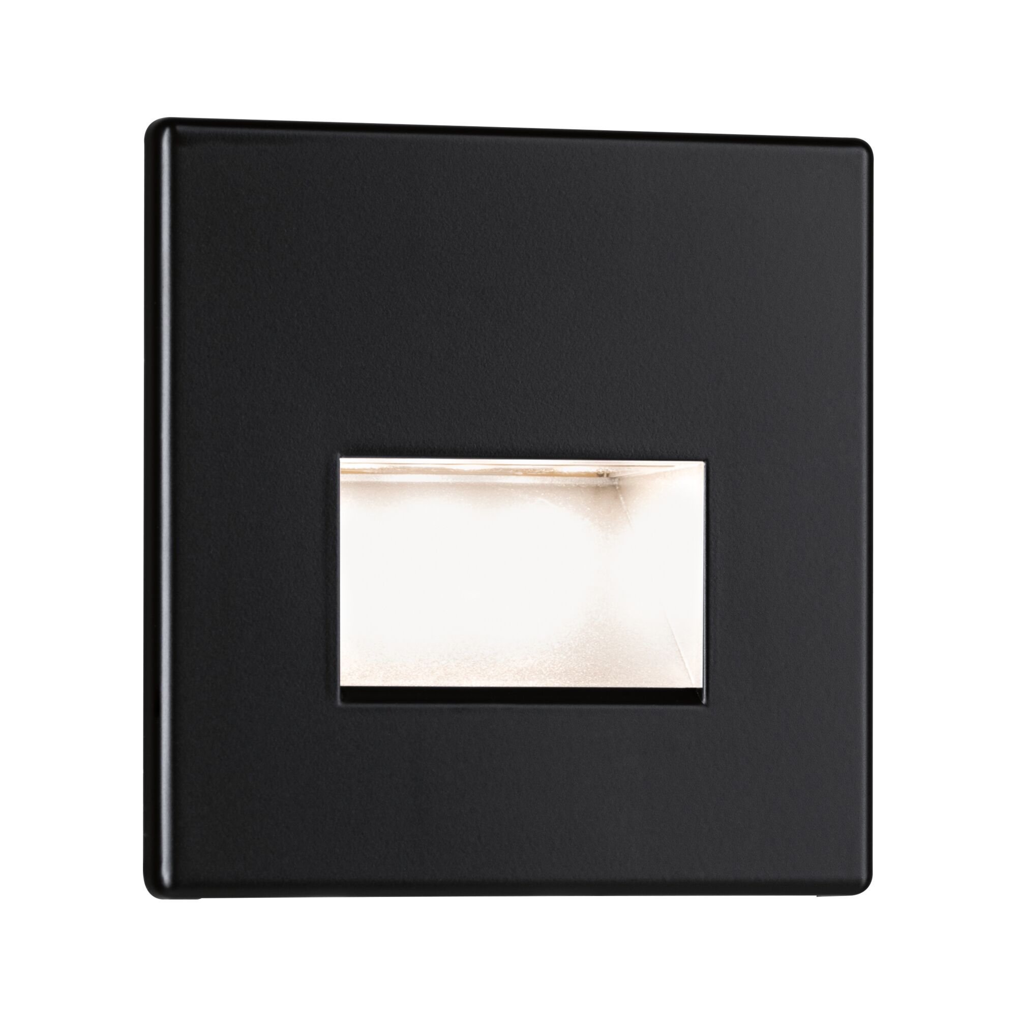 LED Wandeinbauleuchte Edge Quadro eckig 80x80mm 1,2W 50lm 230V 2700K Schwarz matt Schwarze LED-Wandleuchte aus Metall mit rechteckigem Lichtausschnitt für moderne Innenbeleuchtung