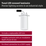 Tunal white LED recessed luminaire with precise lighting accents in an industrial style