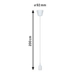 White plastic pendant cable 200 cm long with 92 mm diameter for lamp installation