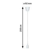 Câble pendentif blanc en plastique de 200 cm de long et 92 mm de diamètre pour lampe
