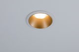 Round recessed light with white frame and gold reflector for modern LED ceiling lighting