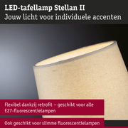LED-tafellamp Stellan II met beige stoffen kap voor individuele accenten en E27-lampen