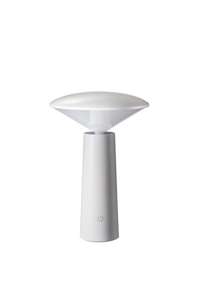 White LED table lamp with round diffuser and touch switch for modern lighting