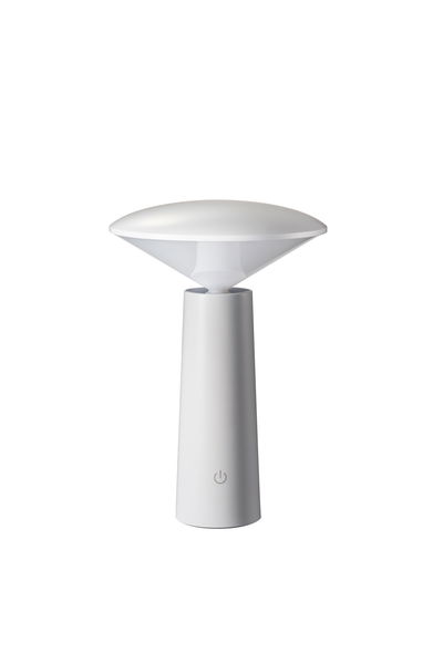 Moderne weiße LED-Tischlampe aus Kunststoff mit berührungsempfindlichem Ein-/Ausschalter für Wohnräume