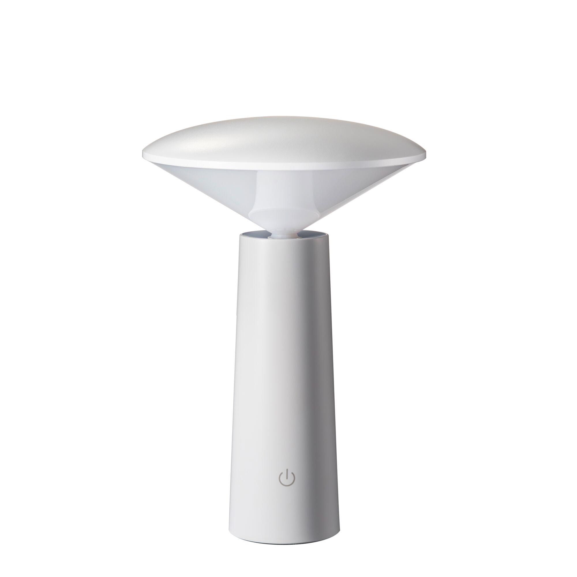 Weißes LED-Tischlicht mit rundem Diffusor und Touch-Schalter für modernes Ambiente