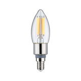 LED candle bulb with clear glass and silver base, energy-saving light for home lighting