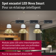 Spot encastré LED Nova Smart doré avec modules plats interchangeables pour éclairage intelligent