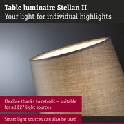 Stellan II table lamp with grey fabric shade and E27 socket for flexible LED lighting options