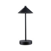 Schwarze Tischlampe mit Lederbezug und weißer Ziernaht, moderner LED-Leuchte für Wohnräume