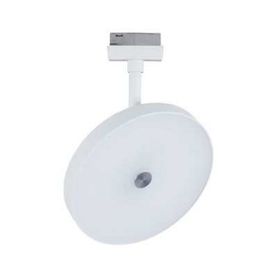 Round white LED ceiling spotlight made of metal with matte diffuser for modern indoor lighting