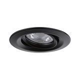 Black metal recessed spotlight with clear glass for focused LED lighting indoors